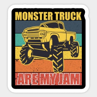 Retro Vintage Monster TruckS Are My Jam tees Sticker